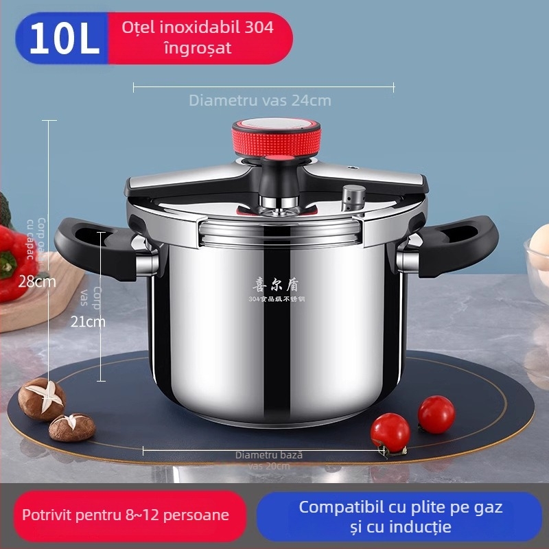 Universal Treasure Oală sub presiune cu control mecanic, oțel inoxidabil 304, rezistentă la explozie, potrivită pentru aragaz cu gaz și plită cu inducție, utilizare casnică