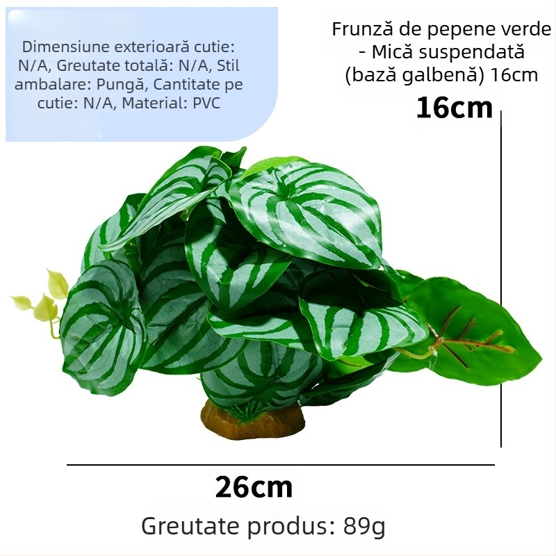 Plante artificiale pentru terariu pentru reptile și țestoase – frunze verzi pentru peisaj tropical