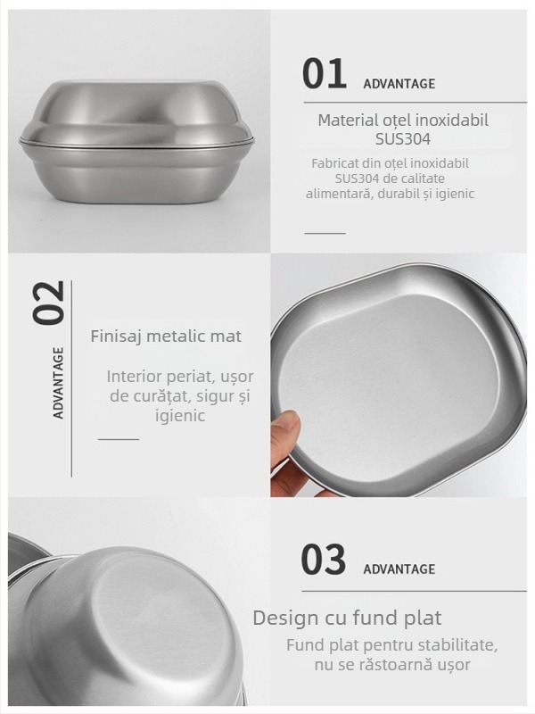 CLS Set din oțel inoxidabil 304, 10 farfurii pentru exterior, camping și drumeții, portabil, boluri pentru supă și farfurii mici