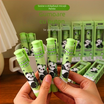Radieră Panda cu buton, rechizite școlare, fără urme, fără firimituri, ștergere curată