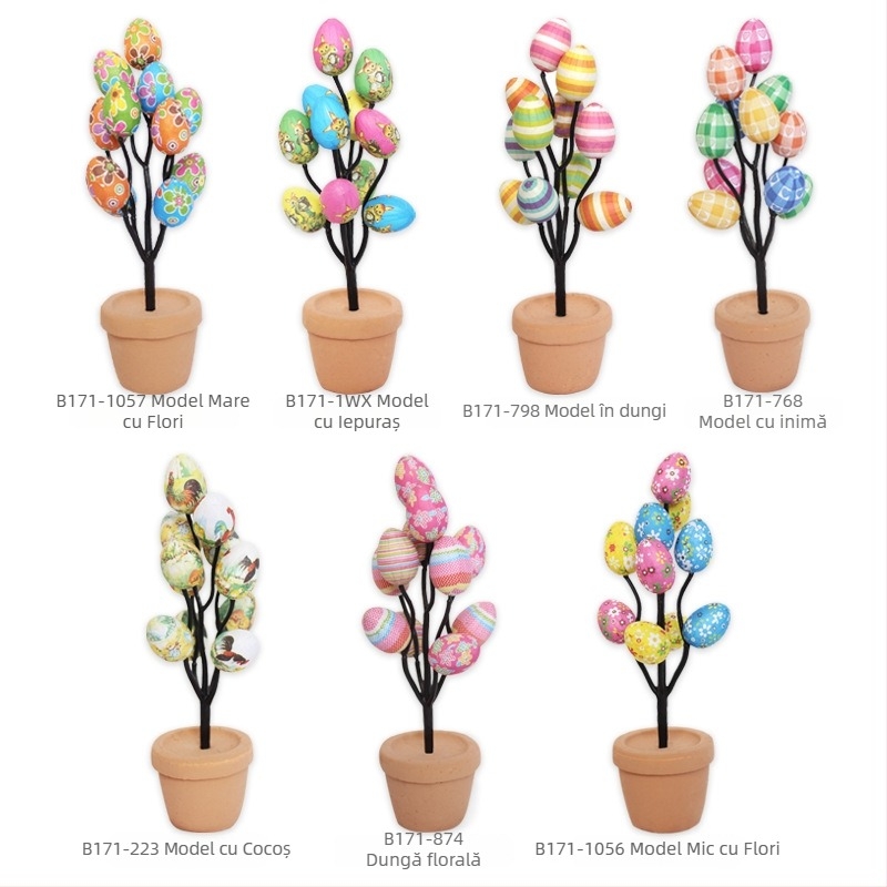 Ou de Paște în ghiveci – ornament decorativ de birou, cu imprimeu, 3×4 cm
