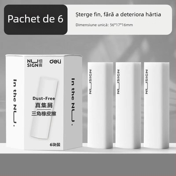 Deli NS151 Radieră triunghiulară cu colectare de praf pentru elevi