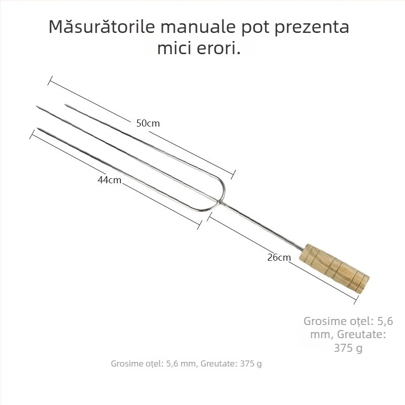 Frigărui din oțel inoxidabil, 60 cm, cu două și trei dinți, pentru uz comercial, pentru coapsă de miel brazilian, pui și iepure