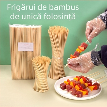 Bețe de bambus de unică folosință pentru grătar — frigărui de miel, frigărui de pui, fructe caramelizate, cârnați la grătar și frigărui prăjite