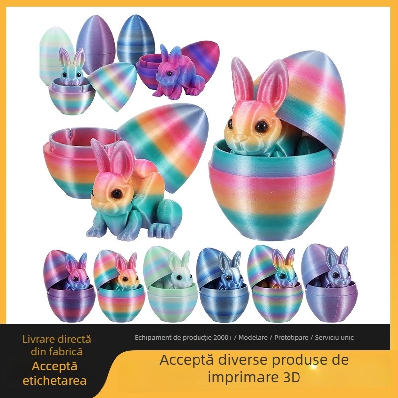 Ouă de Paște imprimate 3D cu iepuraș decorativ, logo personalizabil, set de Ouă de Paște