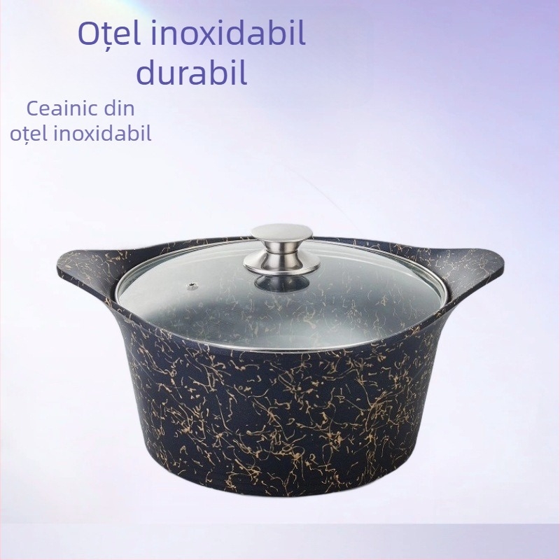 Noul stil: set de 10 piese de vase de gătit din aluminiu turnat, cu strat antiaderent, oală de supă și tigaie