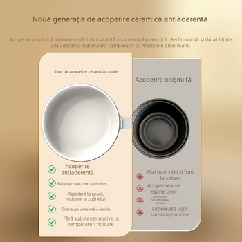 Oală electrică multifuncțională pentru casă sau cămin, compactă, cu vas ceramic emailat, funcții de gătit wok și abur