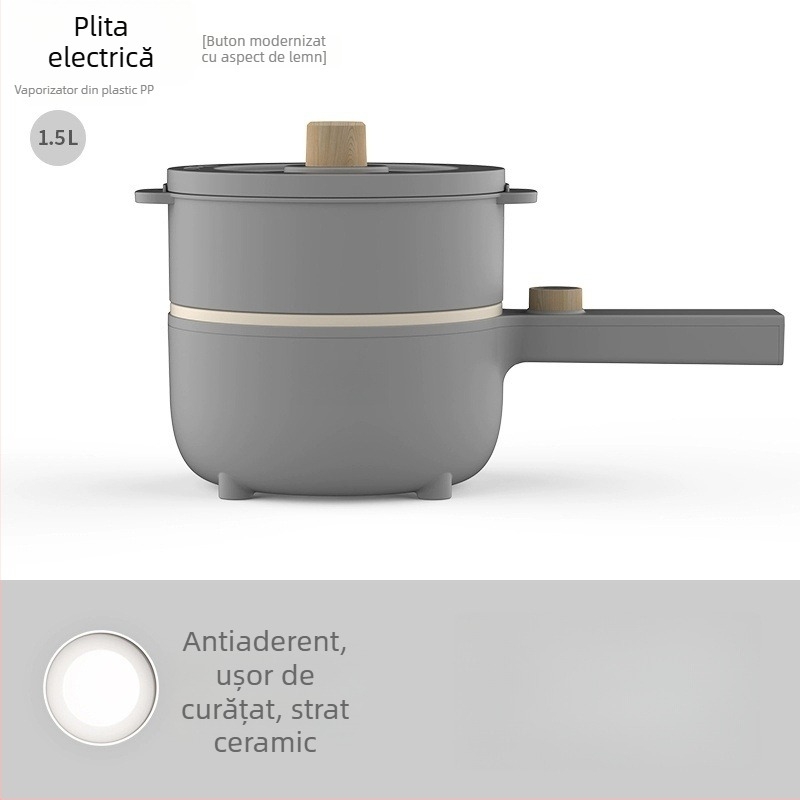 Oală electrică multifuncțională pentru casă sau cămin, compactă, cu vas ceramic emailat, funcții de gătit wok și abur