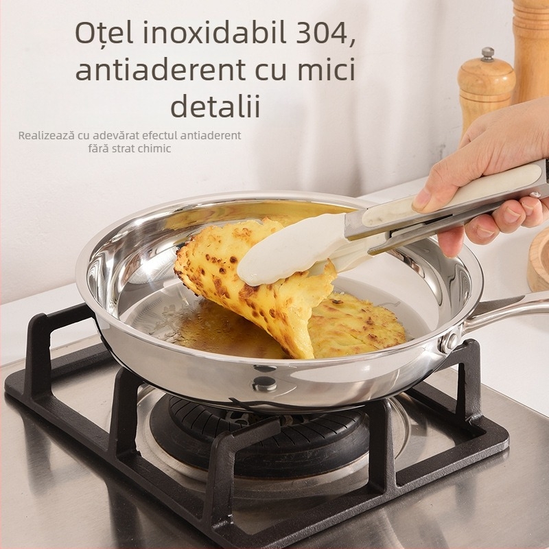 Set din oțel inoxidabil 304 cu trei straturi – set de vase cu capace din sticlă: oală pentru lapte 16 cm, oală de supă 20 cm și tigaie 26 cm, finisaj strălucitor, bază multi-strat, pentru bucătărie de acasă