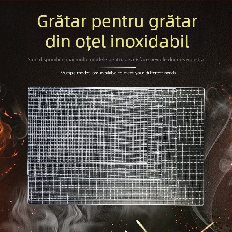 Grilă dreptunghiulară din oțel inoxidabil pentru grătar în aer liber