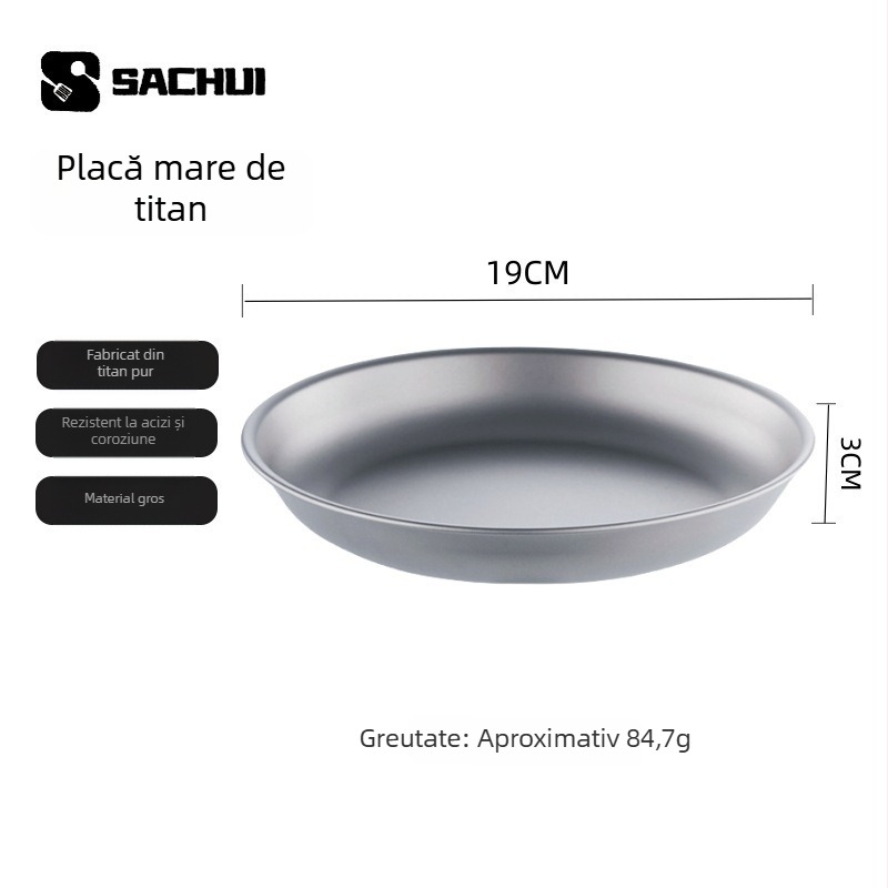 Set de vase din titan pur pentru camping — tigaie, oală de aburi și oală de supă, pliabil