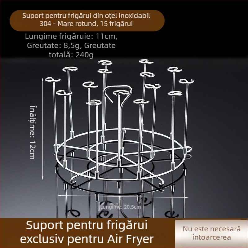 Suport pentru frigărui din oțel inoxidabil 304 pentru grătar și friteuză cu aer, suspensie sau vertical