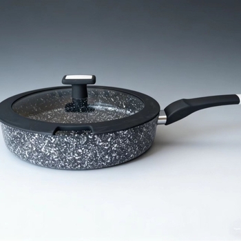 Renli set ceramic pentru bucătărie: tigaie adâncă pentru prăjit, ceramică cu model fulg de zăpadă, antiaderent, bază din aliaj de aluminiu, stil occidental