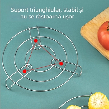 Raft de aburi din oțel inoxidabil 304, cu picioare scurte și mâner, tavă de aburi îngroșată pentru oale sub presiune, multifuncțional pentru uz casnic