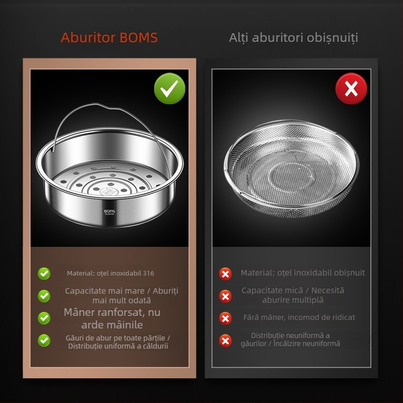 Raft de aburi din oțel inoxidabil 316, cu coș de aburi, plasă de abur și suport înălțat pentru pește