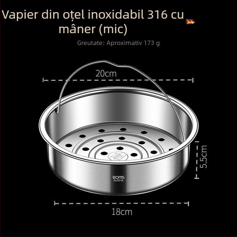 Raft de aburi din oțel inoxidabil 316, cu coș de aburi, plasă de abur și suport înălțat pentru pește