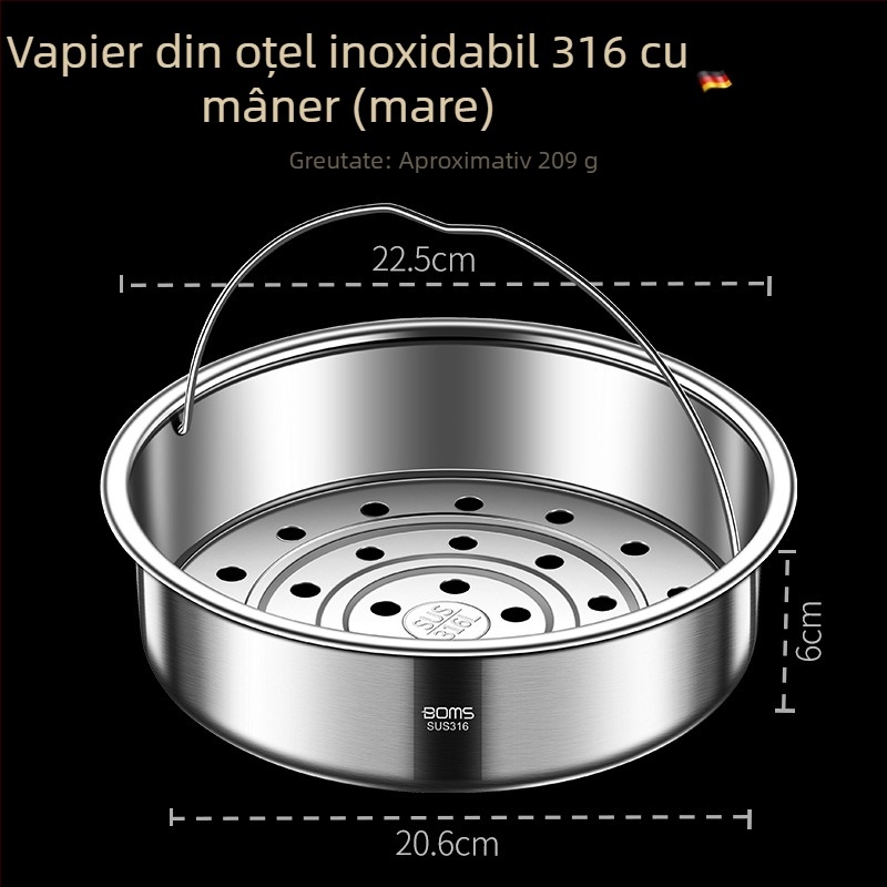 Raft de aburi din oțel inoxidabil 316, cu coș de aburi, plasă de abur și suport înălțat pentru pește