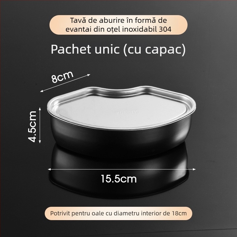 Cutie de abur din oțel inoxidabil 304, în formă de ventilator, pentru oală electrică de gătit orez; bol de abur cu compartimente, tavă de abur și ceașcă cu capac