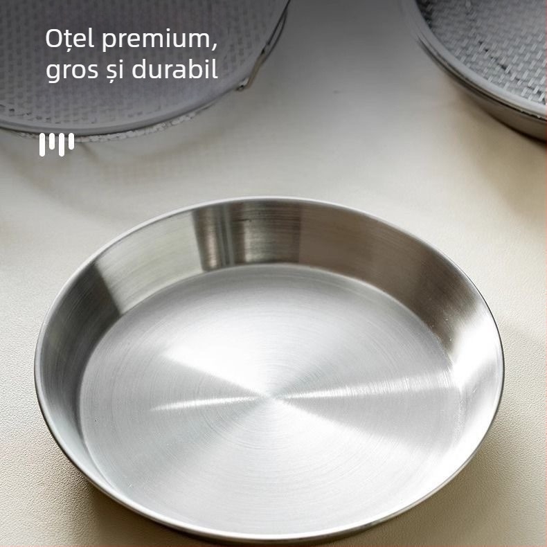 Tigaie rotundă de grătar din oțel inoxidabil, cu filtru pentru ulei și tavă de scurgere pentru bucătărie