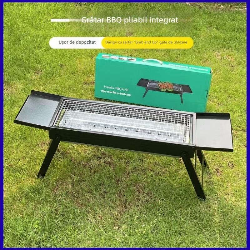 Grill exterior din oțel inoxidabil, cu cărbune, portabil și pliabil