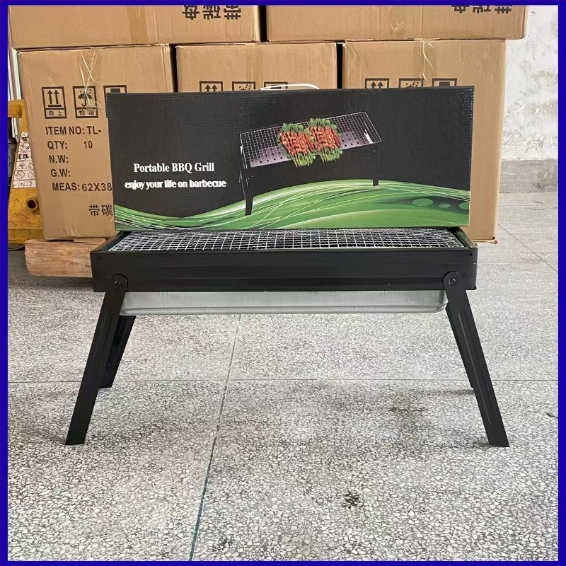 Grill exterior din oțel inoxidabil, cu cărbune, portabil și pliabil