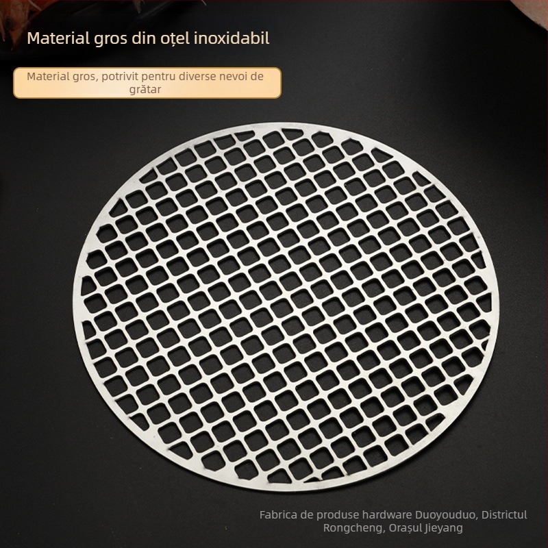Grilă rotundă din oțel inoxidabil 410, pentru sobe externe, portabilă, plasă groasă pentru cuptor