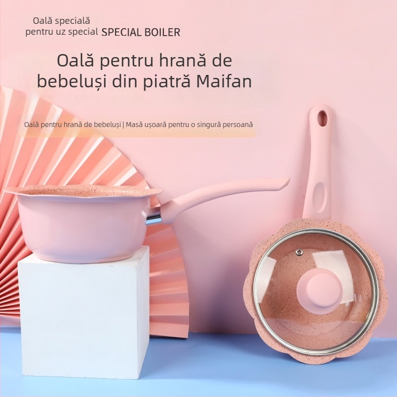 Set de vase pentru hrana bebelușilor: oală mică pentru lapte și tigaie antiaderentă