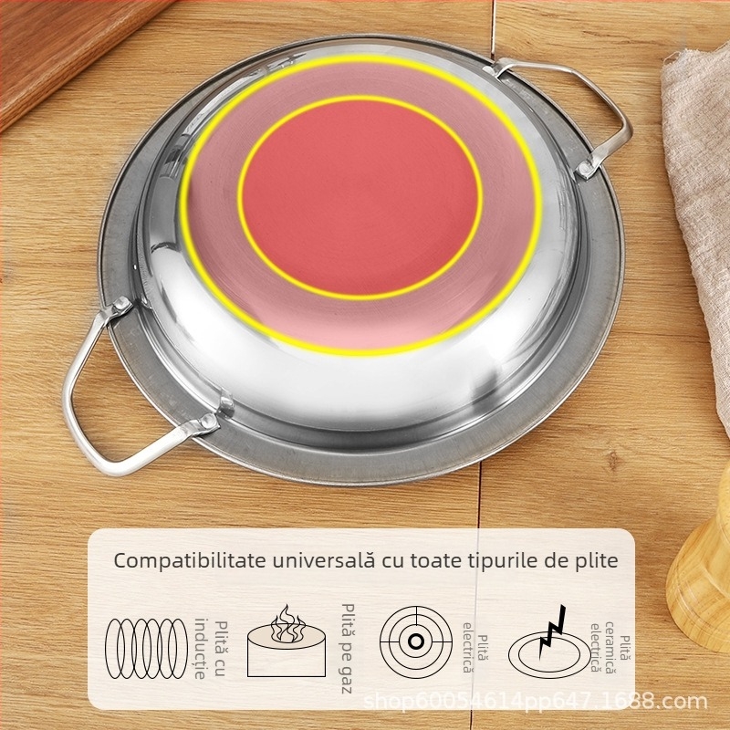 Oală din oțel inoxidabil cu margine lată, grosime dublă, mâner dublu, ustensile profesionale pentru hoteluri și restaurante, în stoc