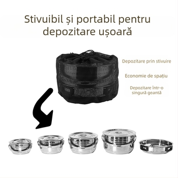 Set de vase pentru exterior — portabil pentru camping, ustensile de bucătărie pentru picnic, tigăi și set complet de plită