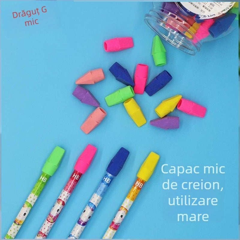 Capac anti-pierdere pentru creion, gumă drăguță, fără urme, protecție pentru vârful creionului, destinat examenelor de arte la ciclul primar