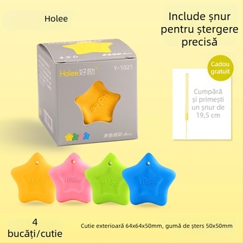 Radieră în formă de stea cu cinci colțuri – ștergere curată, fără reziduuri, pentru copii 6–18 ani, unisex