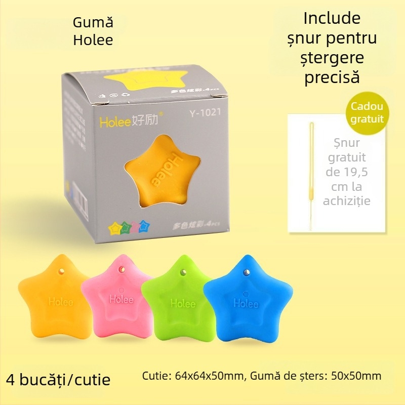 Radieră în formă de stea cu cinci colțuri – ștergere curată, fără reziduuri, pentru copii 6–18 ani, unisex