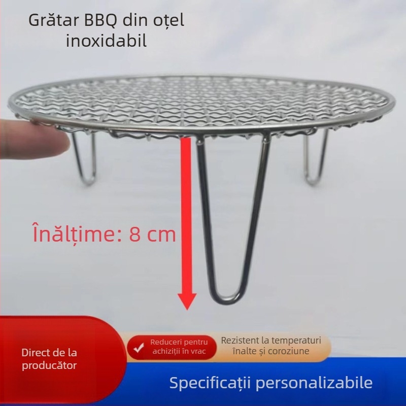 Grill rotund din oțel inoxidabil, cu picioare înalte de 8 cm, pentru cuptor cu aer, suport de scurgere, potrivit pentru carne afumată și fructe la grătar