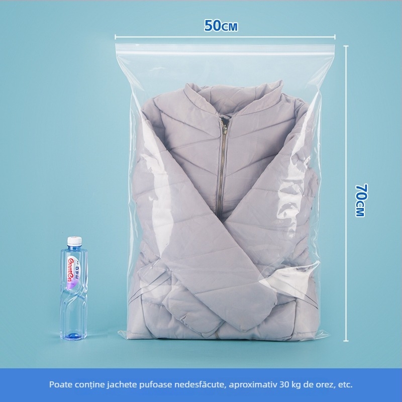 Pungi transparente PE cu fermoar pentru alimente, sigilate pentru menținerea prospețimii, dimensiuni mici și mari, groase