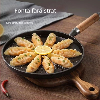 Tigaie din fontă îngroșată pentru pizza și clătite, fără strat, fund plat