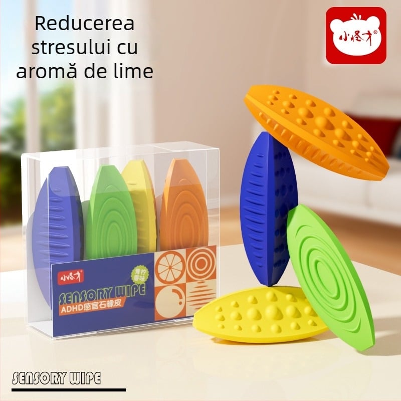 Little Genius piatră senzorială cu aromă de lime, radieră pentru elevi, ADHD, antrenament creativ de atenție