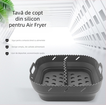 Covoraș pătrat din silicon pentru friteuza cu aer, tavă de copt pliabilă de 8 inch cu separator
