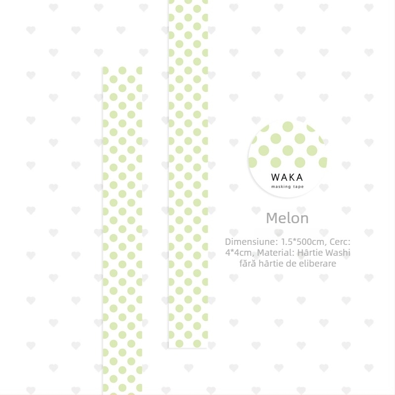Waka Waka Bandă Washi cu buline pentru jurnal – Stickere decorative, Puncte colorate, Se desprinde, Materiale de colaj în stil japonez