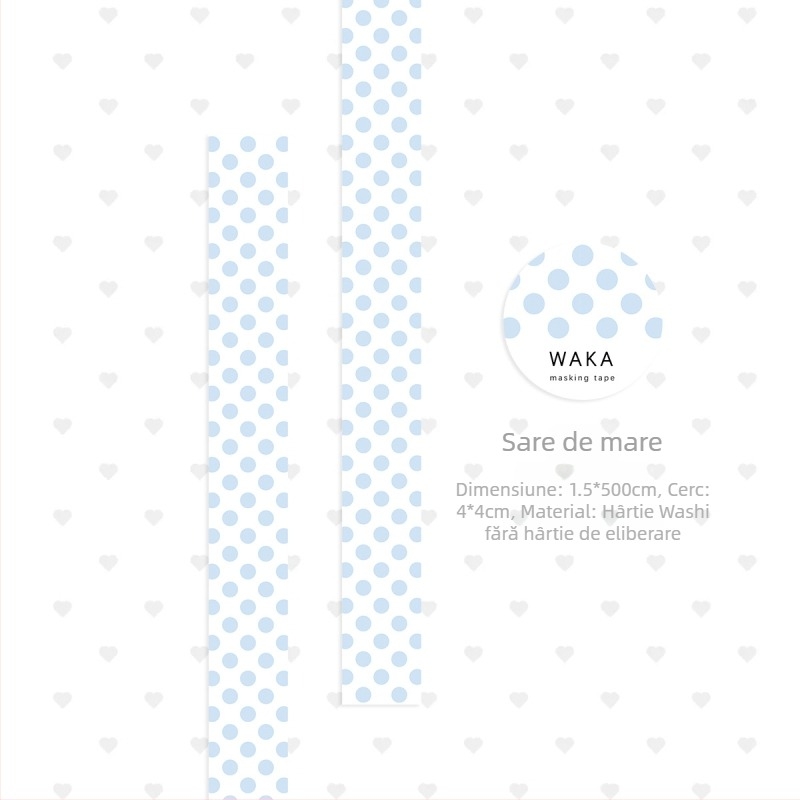 Waka Waka Bandă Washi cu buline pentru jurnal – Stickere decorative, Puncte colorate, Se desprinde, Materiale de colaj în stil japonez