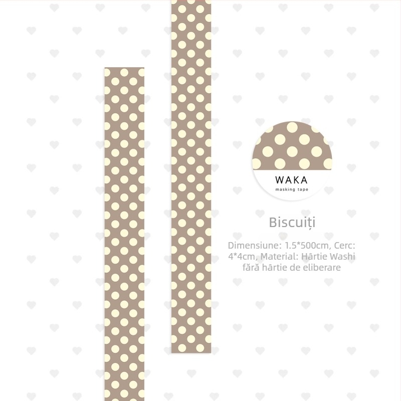 Waka Waka Bandă Washi cu buline pentru jurnal – Stickere decorative, Puncte colorate, Se desprinde, Materiale de colaj în stil japonez