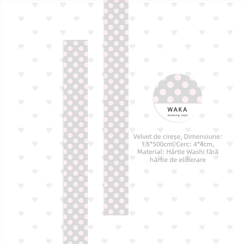 Waka Waka Bandă Washi cu buline pentru jurnal – Stickere decorative, Puncte colorate, Se desprinde, Materiale de colaj în stil japonez