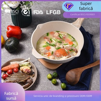 Cindy Coco Tigaie cu piatră Maifan – antiaderentă, compatibilă cu inducția; tigăi pentru prăjit 24 cm și 28 cm, tigă cu capac de 24 cm și 28 cm, wok de 32 cm cu capac