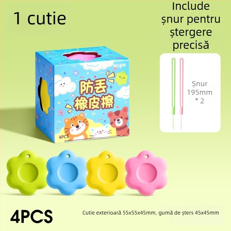 Radieră anti-pierdere, fără reziduuri, curată, pentru copii de grădiniță și clasele primare, formă desen animat, șterge cuvinte și le transformă în linii