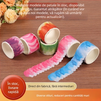 Set de benzi washi cu petale decupate, autocolante și bandă de hârtie pentru jurnal