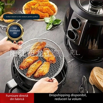 Grătar din oțel inoxidabil 304, pătrat, cu patru picioare, pentru friteza cu aer și cuptor, cu plasă de drenare a uleiului