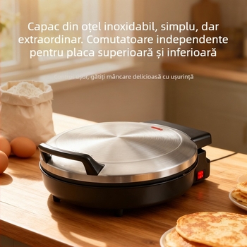 Grătar electric din oțel inoxidabil, 40 cm, cu control dual, design adâncit și mărit, oprire automată, încălzire suspendată cu două fețe, pentru uz casnic