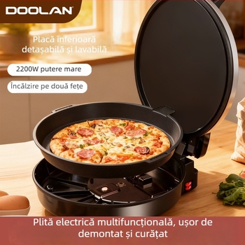 Grătar electric din oțel inoxidabil, 40 cm, cu control dual, design adâncit și mărit, oprire automată, încălzire suspendată cu două fețe, pentru uz casnic