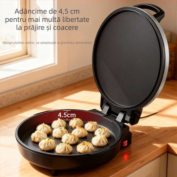 Grătar electric din oțel inoxidabil, 40 cm, cu control dual, design adâncit și mărit, oprire automată, încălzire suspendată cu două fețe, pentru uz casnic