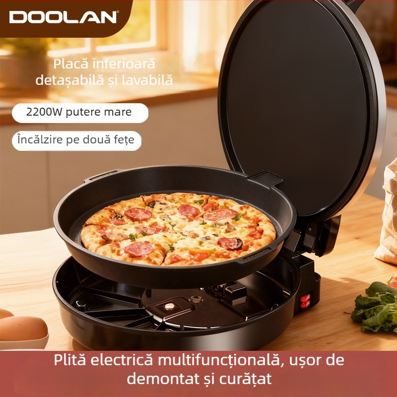 Grătar electric din oțel inoxidabil, 40 cm, cu control dual, design adâncit și mărit, oprire automată, încălzire suspendată cu două fețe, pentru uz casnic