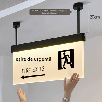 Set de semne luminoase pentru traseu de siguranță în mall: toaletă, ieșire, ghid de lift, numerele de ușă și încăperilor